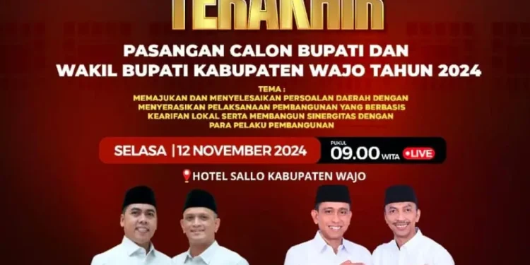 Debat Kedua Pilkada Wajo Digelar Besok, Berikut Tema dan Panelisnya