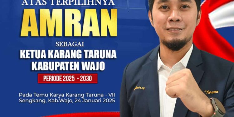 Legislator Partai Gelora Amran, Terpilih Jadi Ketua Karang Taruna Wajo Periode 2025-2030